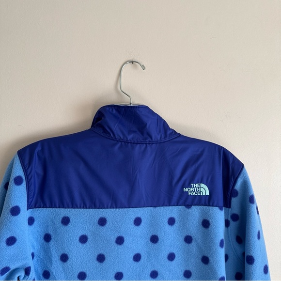 Girls The North Face Fleece Pullover Top Jacket Quarter Zip XL Blue Polka Dot - Picture 4 of 7